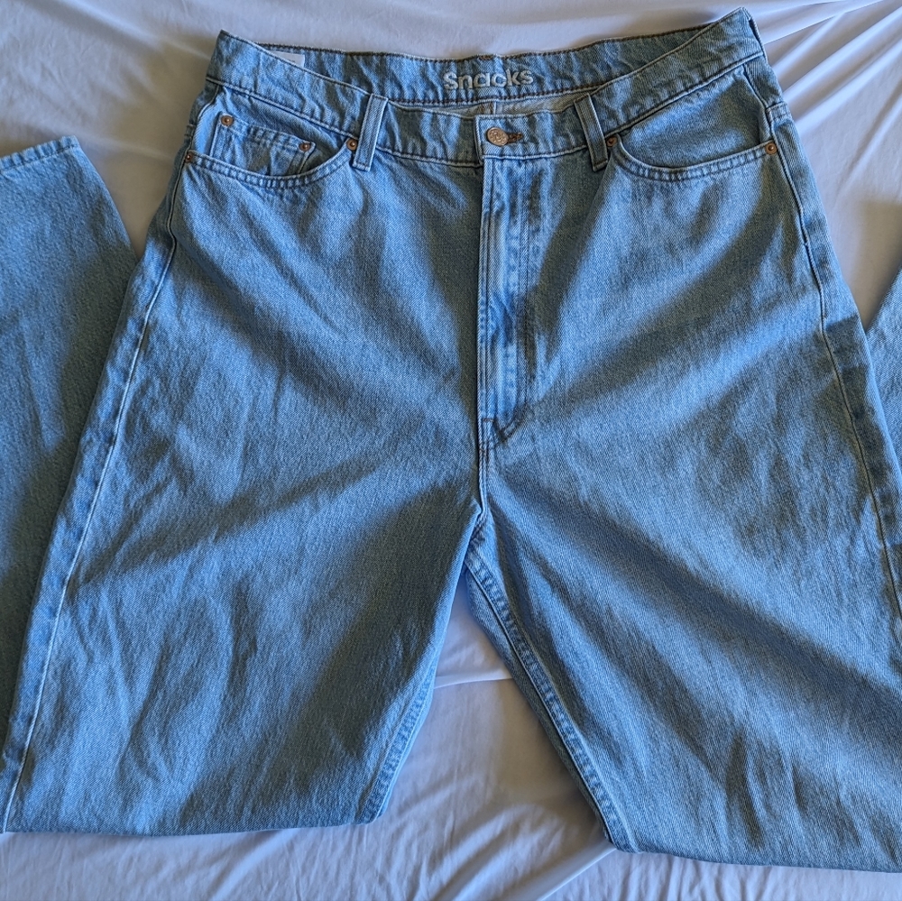 Mother Snacks! High Waisted Twizzy Skimp Just A Nibble Light Wash Jeans 34x32